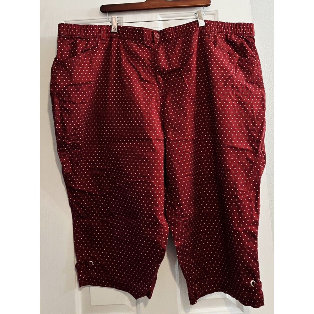 Liz & Me Catherines Stars Capris 3X Red White Crop Pull On Stretch Pants GUC